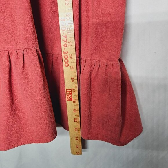 Umgee Coral Tiered Boho Dress With White Floral Embroidery Long Sleeves cotton L - Picture 8 of 9